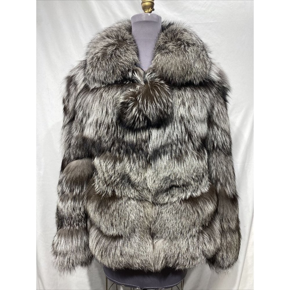 silver fox jacket v-cut design bomber (81245)